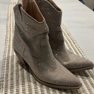 Elegant Tan Rhinestone Women's Boots